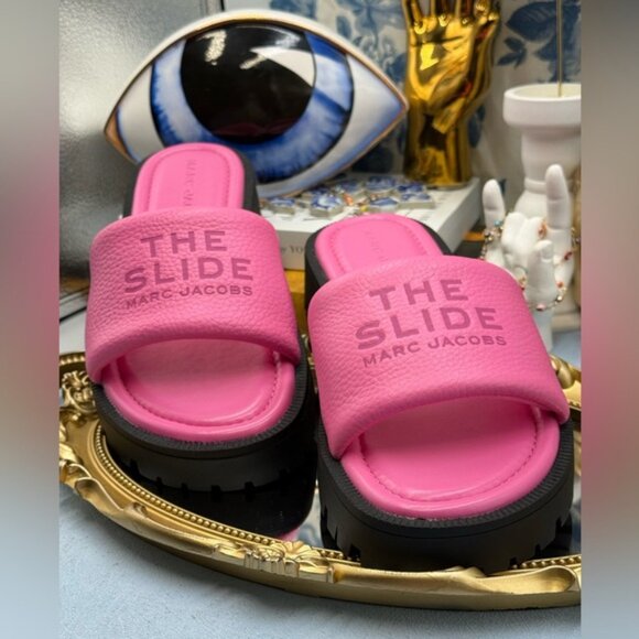 🆕 MARC JACOBS 🧿 NWOB The Lug Sole Slide Sandal, Pink Leather - Sz 38 US 8 - Picture 5 of 11
